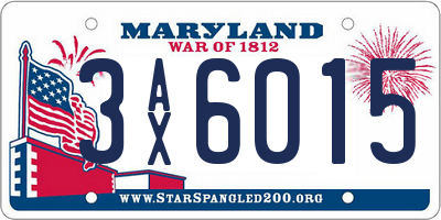 MD license plate 3AX6015