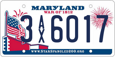 MD license plate 3AX6017