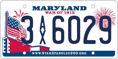 MD license plate 3AX6029