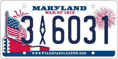 MD license plate 3AX6031