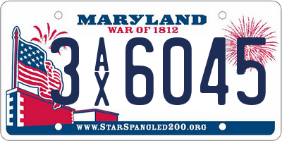 MD license plate 3AX6045