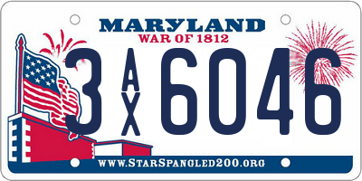 MD license plate 3AX6046