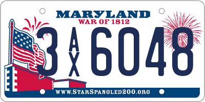 MD license plate 3AX6048