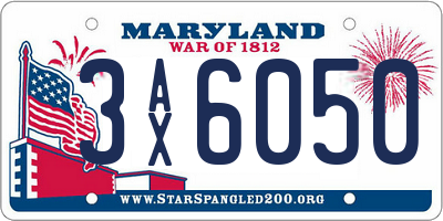 MD license plate 3AX6050