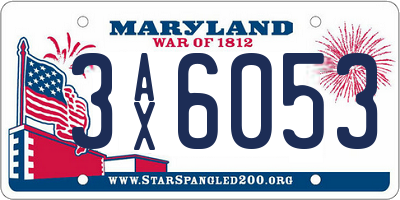 MD license plate 3AX6053