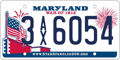 MD license plate 3AX6054