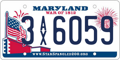MD license plate 3AX6059
