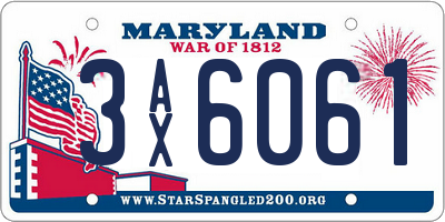 MD license plate 3AX6061