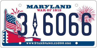 MD license plate 3AX6066
