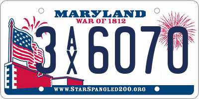 MD license plate 3AX6070