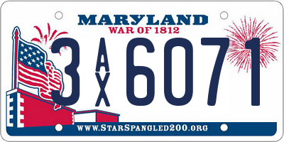 MD license plate 3AX6071