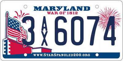 MD license plate 3AX6074