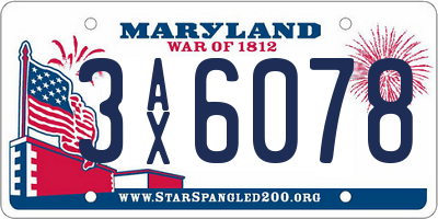 MD license plate 3AX6078