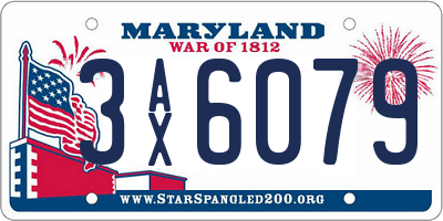 MD license plate 3AX6079