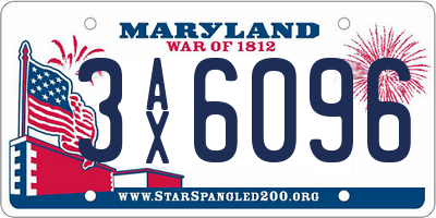 MD license plate 3AX6096