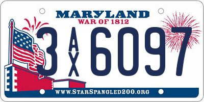 MD license plate 3AX6097