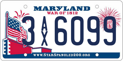 MD license plate 3AX6099