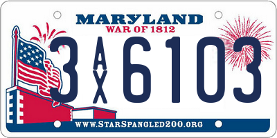 MD license plate 3AX6103