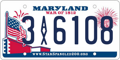 MD license plate 3AX6108