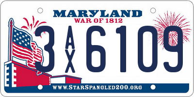 MD license plate 3AX6109