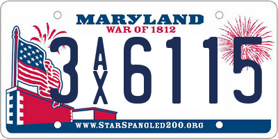MD license plate 3AX6115
