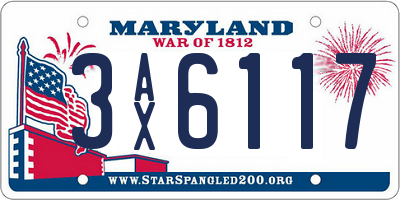 MD license plate 3AX6117