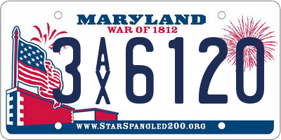MD license plate 3AX6120