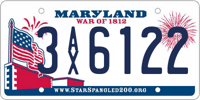 MD license plate 3AX6122