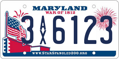 MD license plate 3AX6123