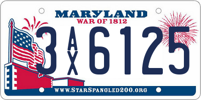 MD license plate 3AX6125