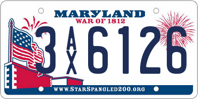 MD license plate 3AX6126