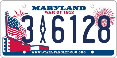 MD license plate 3AX6128