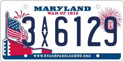 MD license plate 3AX6129