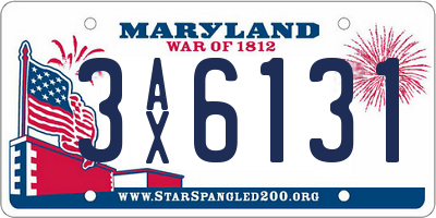 MD license plate 3AX6131