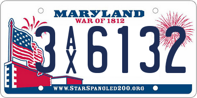 MD license plate 3AX6132