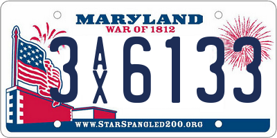 MD license plate 3AX6133
