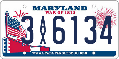 MD license plate 3AX6134