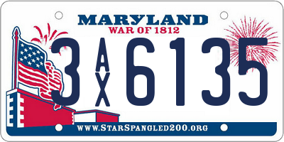 MD license plate 3AX6135