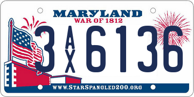 MD license plate 3AX6136