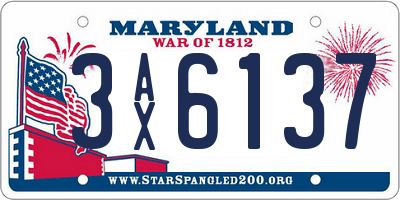 MD license plate 3AX6137