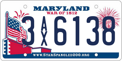 MD license plate 3AX6138
