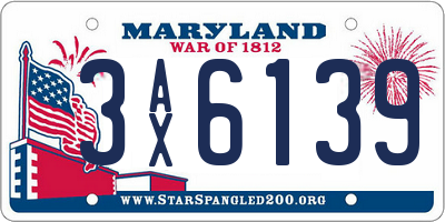 MD license plate 3AX6139