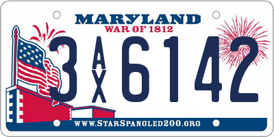MD license plate 3AX6142