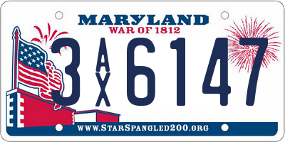 MD license plate 3AX6147