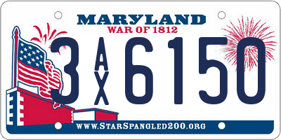 MD license plate 3AX6150