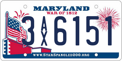 MD license plate 3AX6151