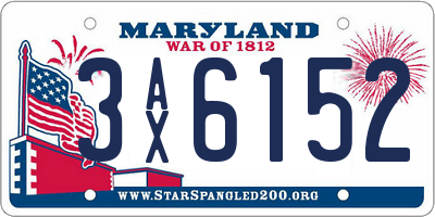 MD license plate 3AX6152