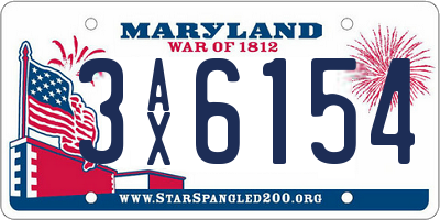 MD license plate 3AX6154