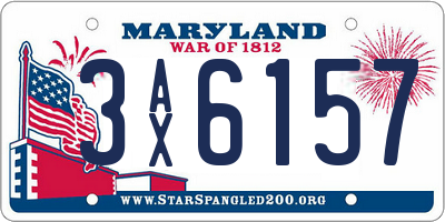 MD license plate 3AX6157