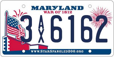 MD license plate 3AX6162